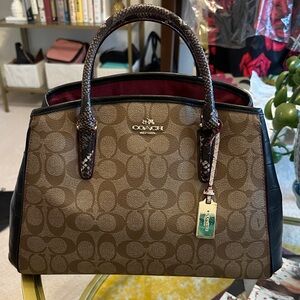 Coach Brown and Black Signature Satchel